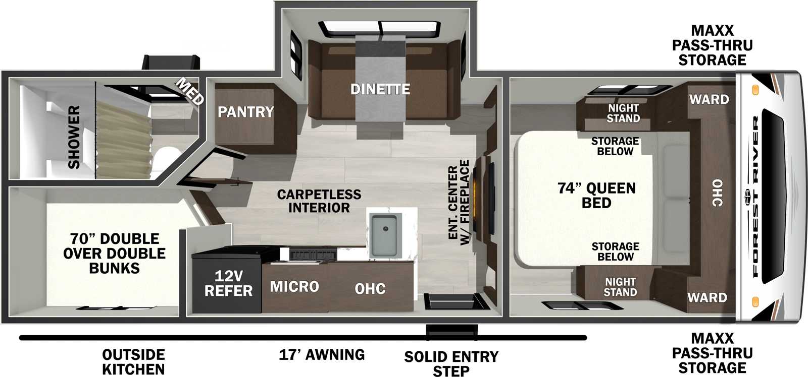 Wildcat Travel Trailers 241DBEDS Floorplan